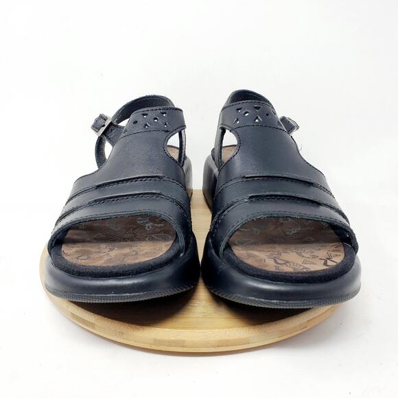 Dansko Shoes Womens 40 Black Leather Platform Clog Sandal T Straps Y2K - Picture 3 of 12